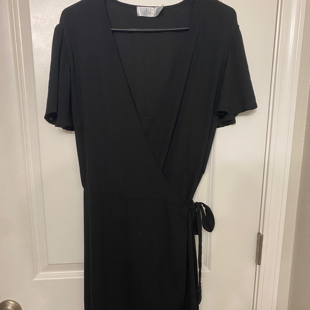 Black wrap tie dress